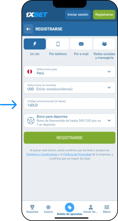 Creación de cuenta paso a paso - 1xbet Codigo Perú