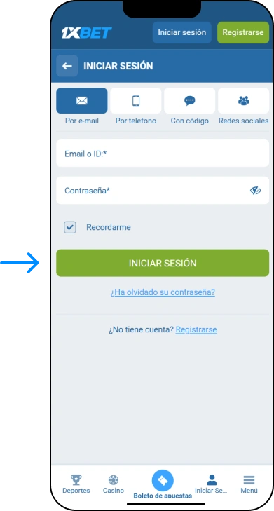 Iniciar sesión a través del sitio web o la aplicación móvil - 1xbet Codigo Perú