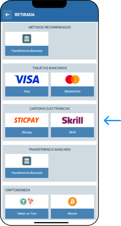 Retiro mediante billeteras electrónicas (Skrill, Neteller, etc.) - 1xbet Codigo Perú